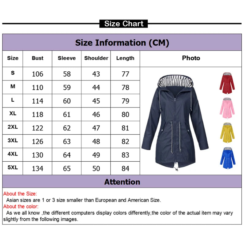 1Pc Women Outdoor Waterproof Coat