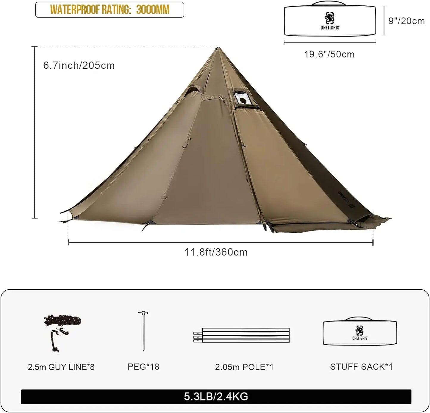 n Lightweight Hot Tent with Stove Jack,