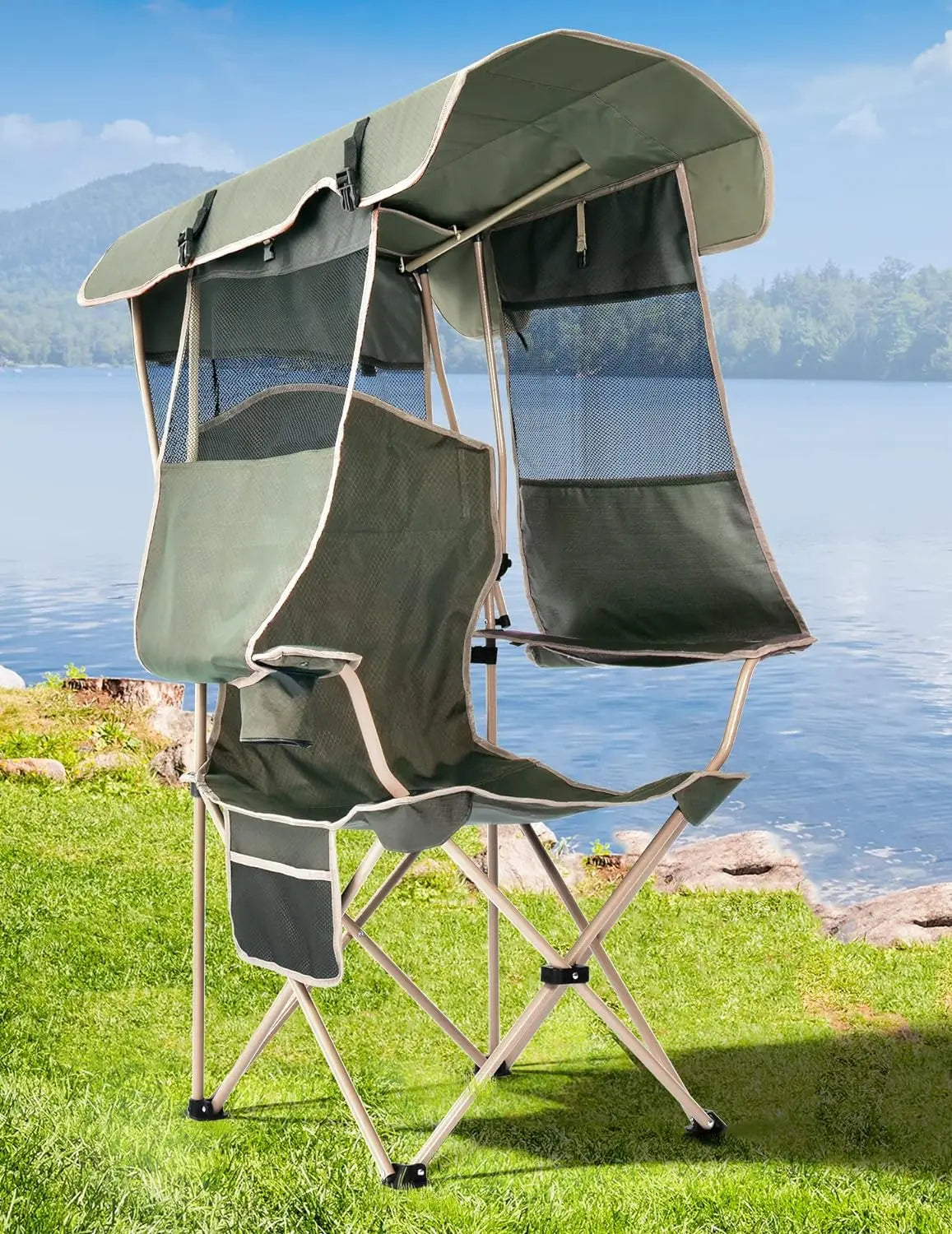 Folding Camping Chair with Shade Canopy for Adults,