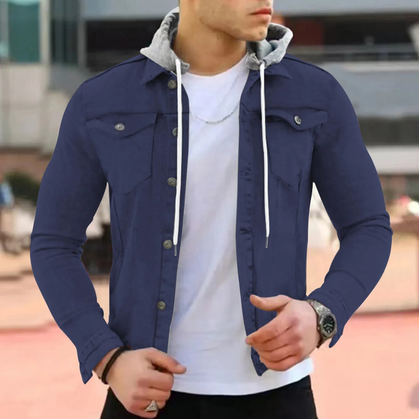 2023 Solid Color Jeans Jackets Men Spring Autumn