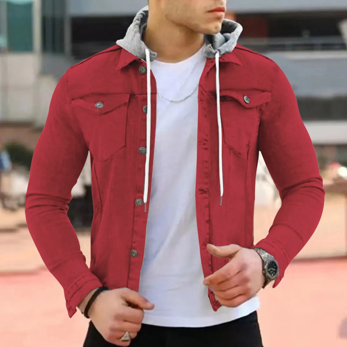 2023 Solid Color Jeans Jackets Men Spring Autumn