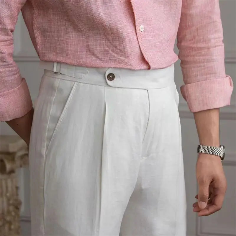 100% Linen Italian Naples Pants Men