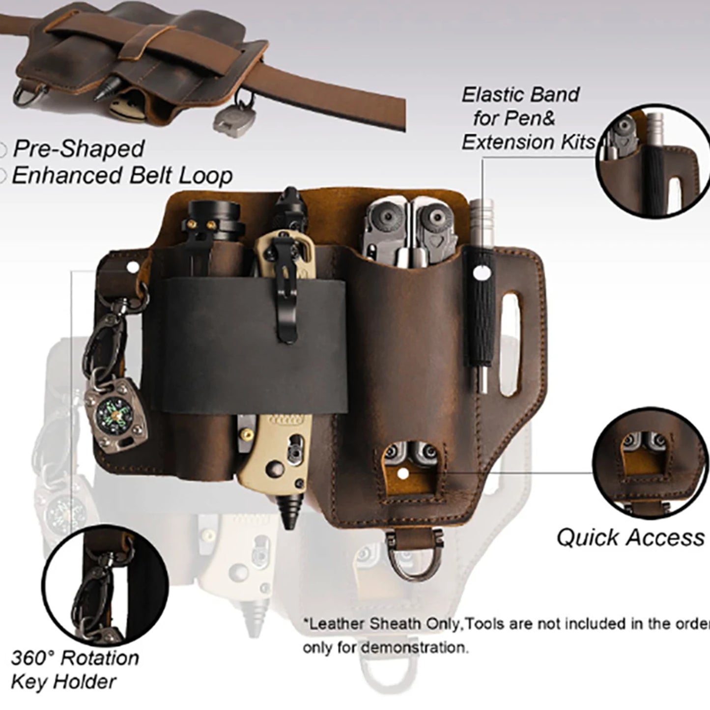 Portable Outdoor Leather Belt Sheath