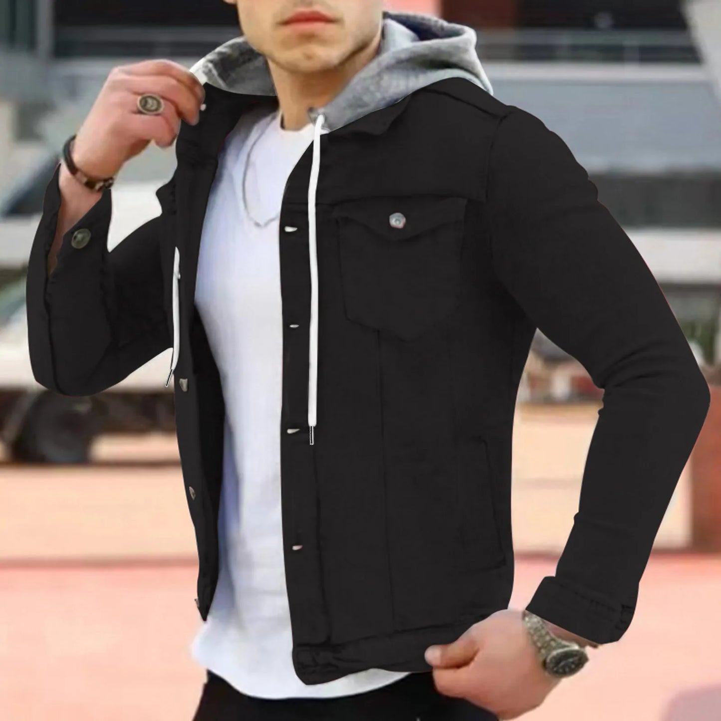 2023 Solid Color Jeans Jackets Men Spring Autumn