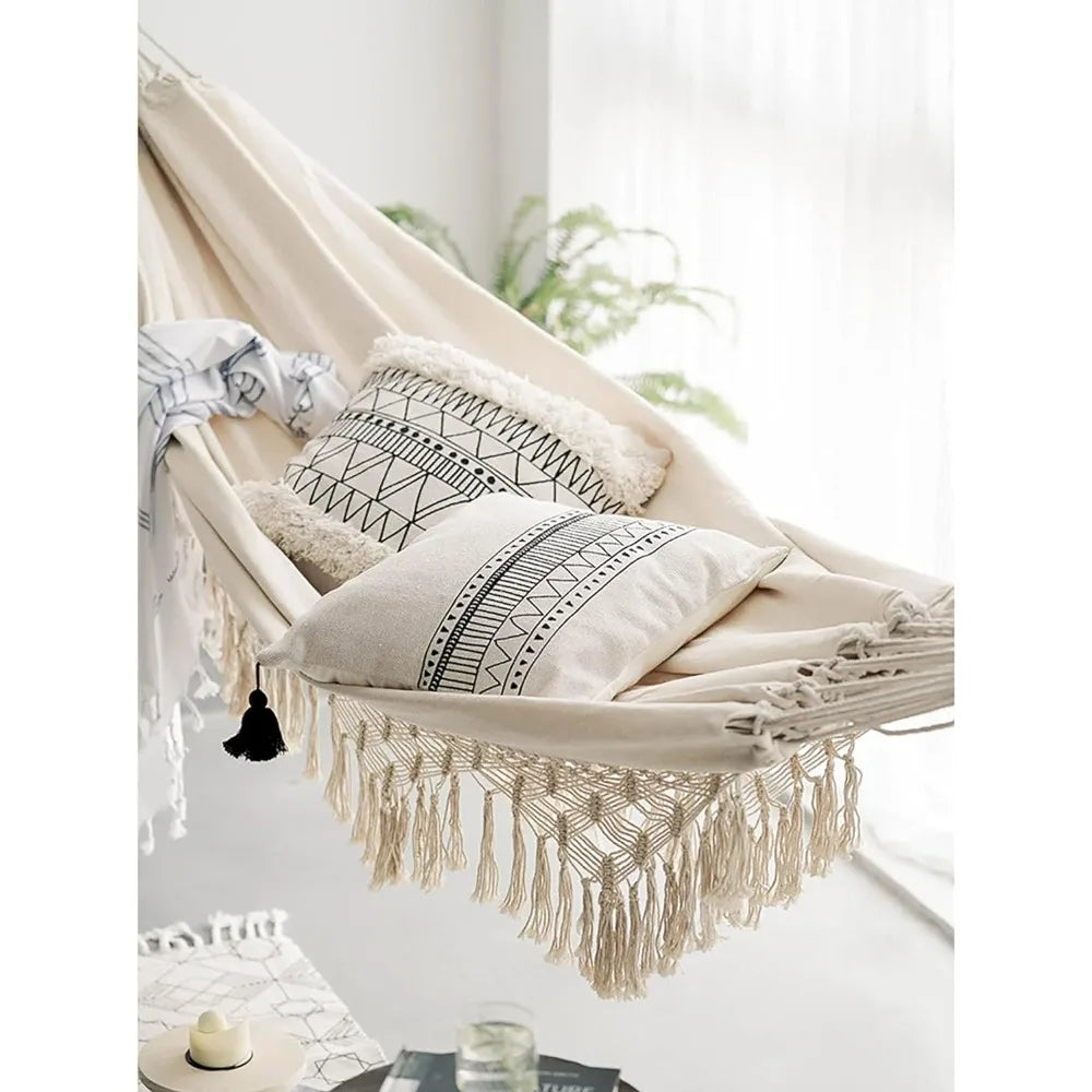 Double Sized Boho Macrame Cream Hammock