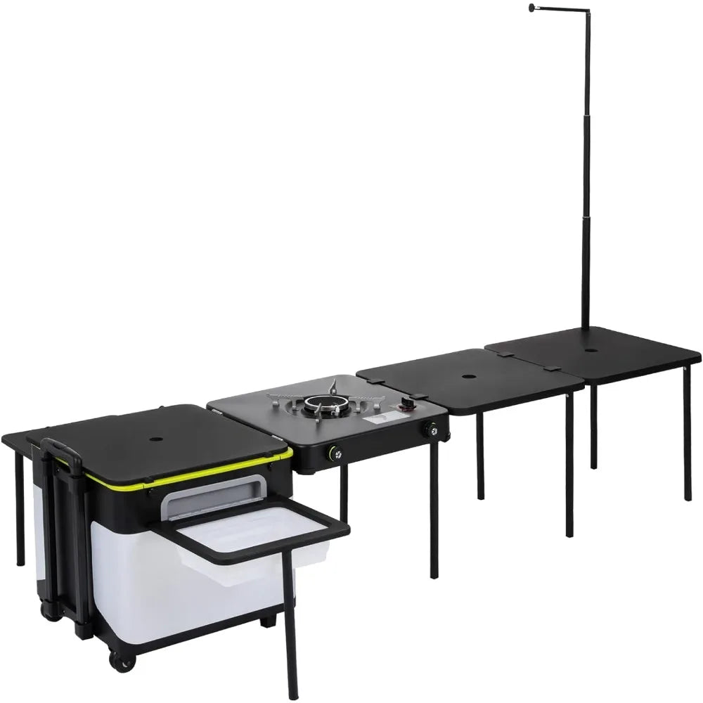 Camping table, outdoor cooking