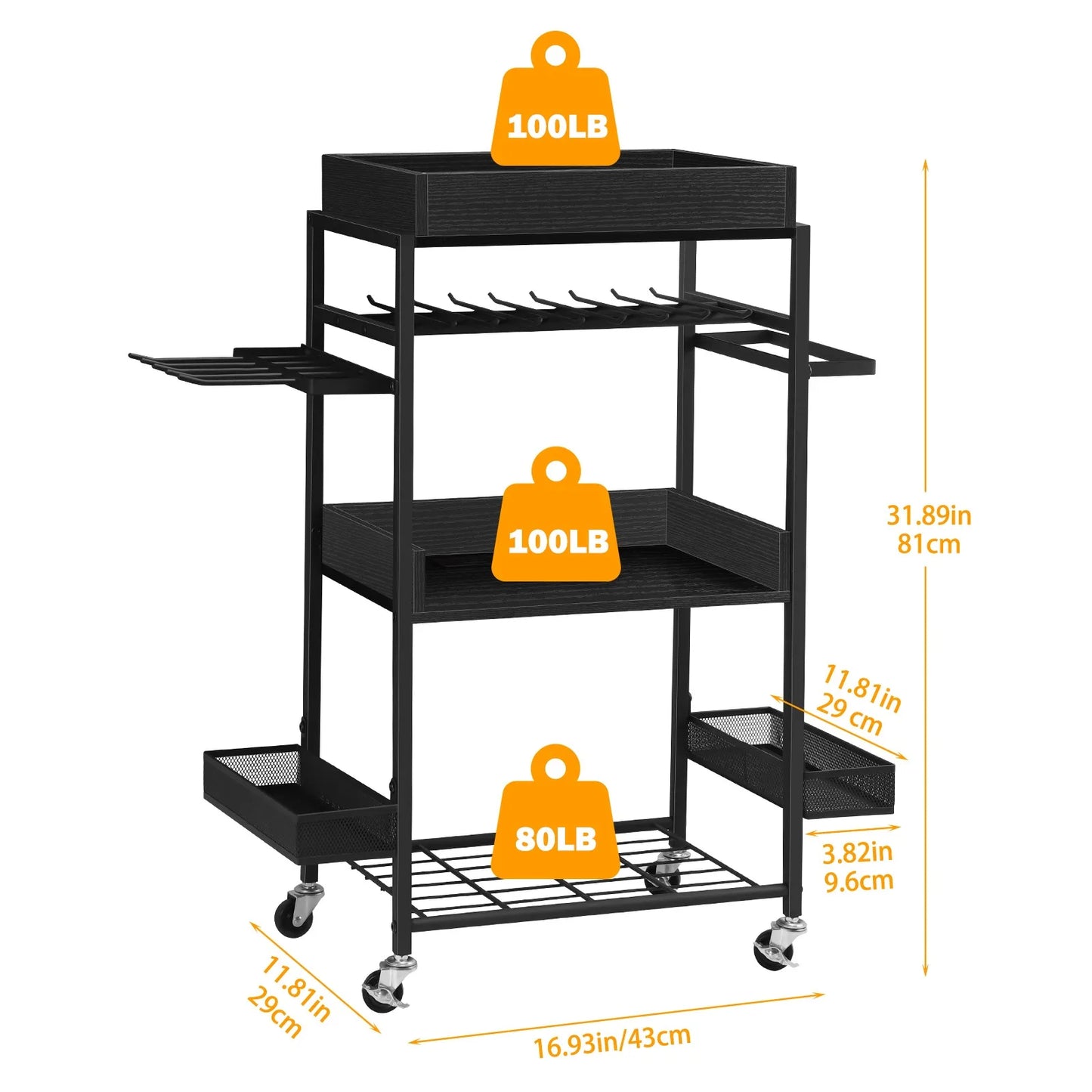 Tool Organizer Storage Cart with Charging Station