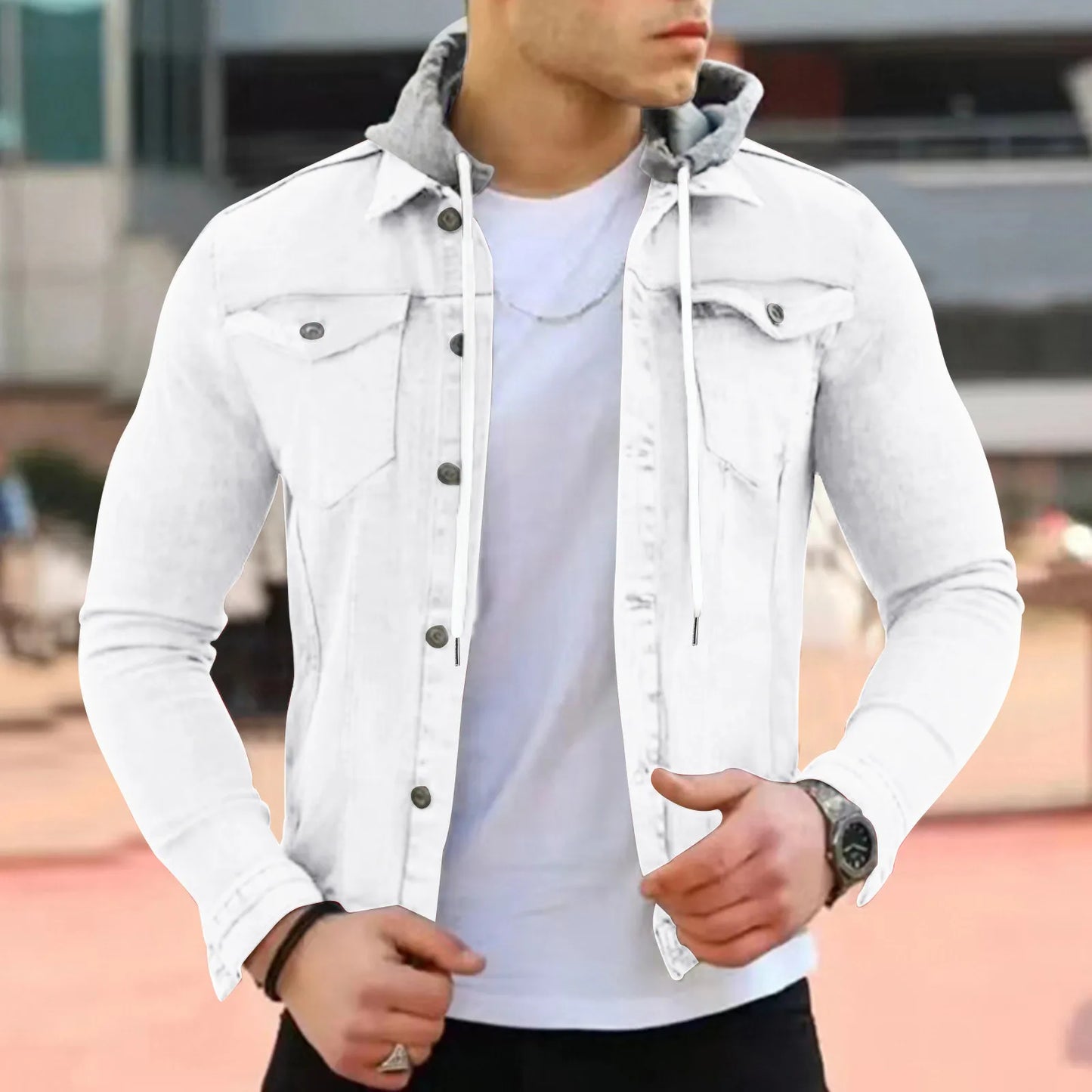 2023 Solid Color Jeans Jackets Men Spring Autumn