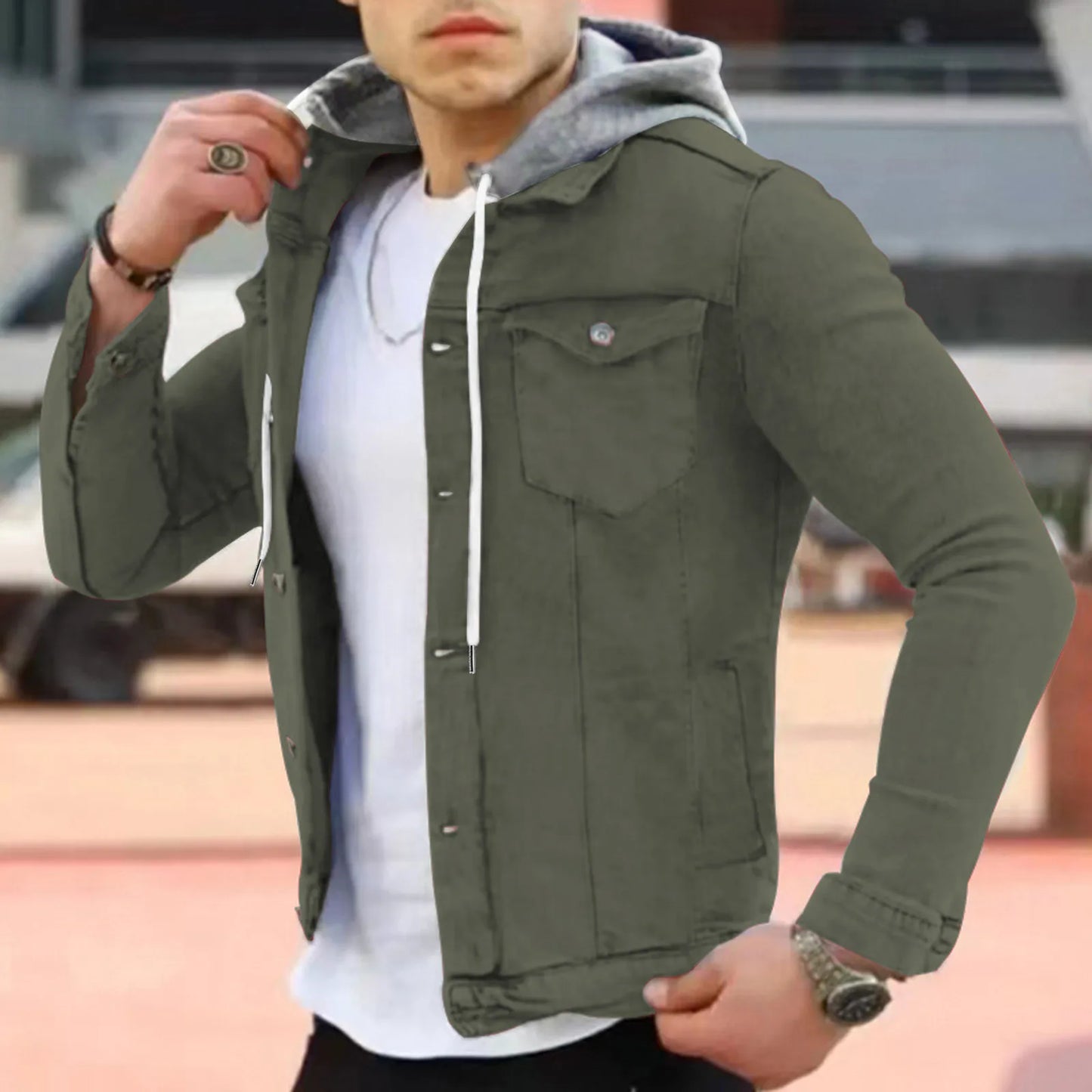 2023 Solid Color Jeans Jackets Men Spring Autumn