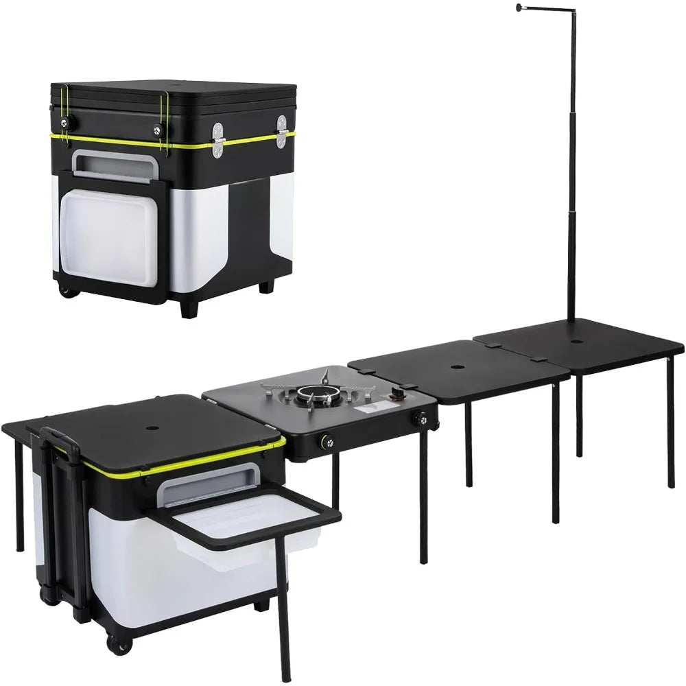 Camping table, outdoor cooking