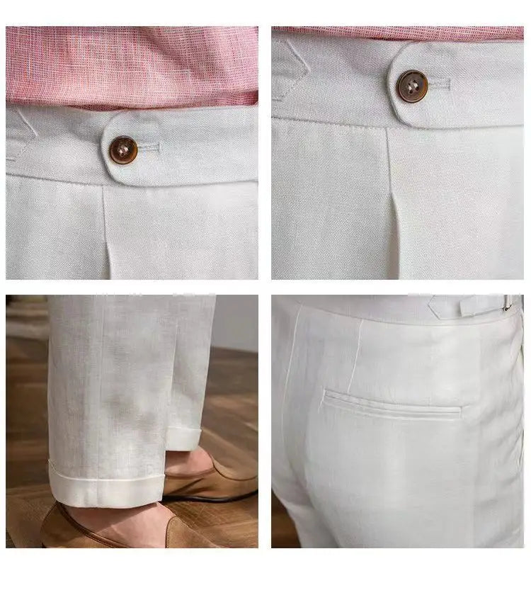 100% Linen Italian Naples Pants Men