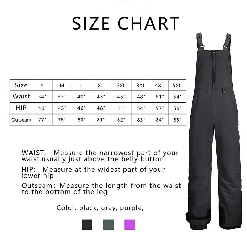 Insulated Ski Pants Overalls Ripstop Warm Insulated Snowboard Overalls