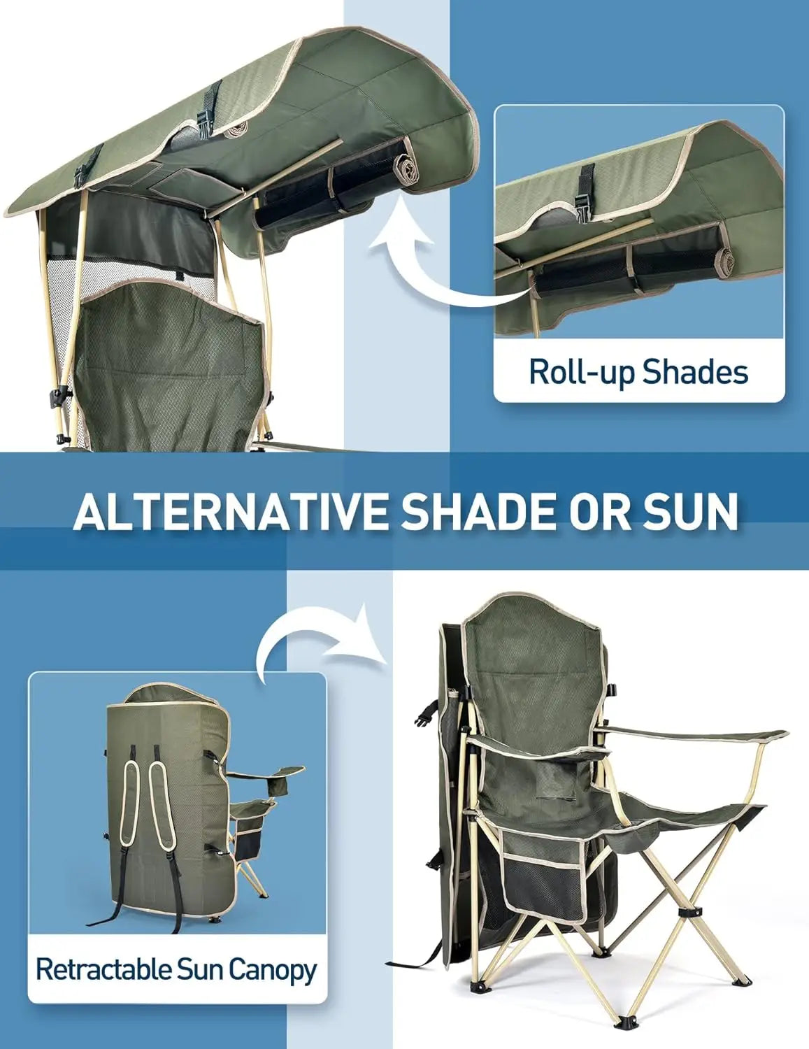 Folding Camping Chair with Shade Canopy for Adults,