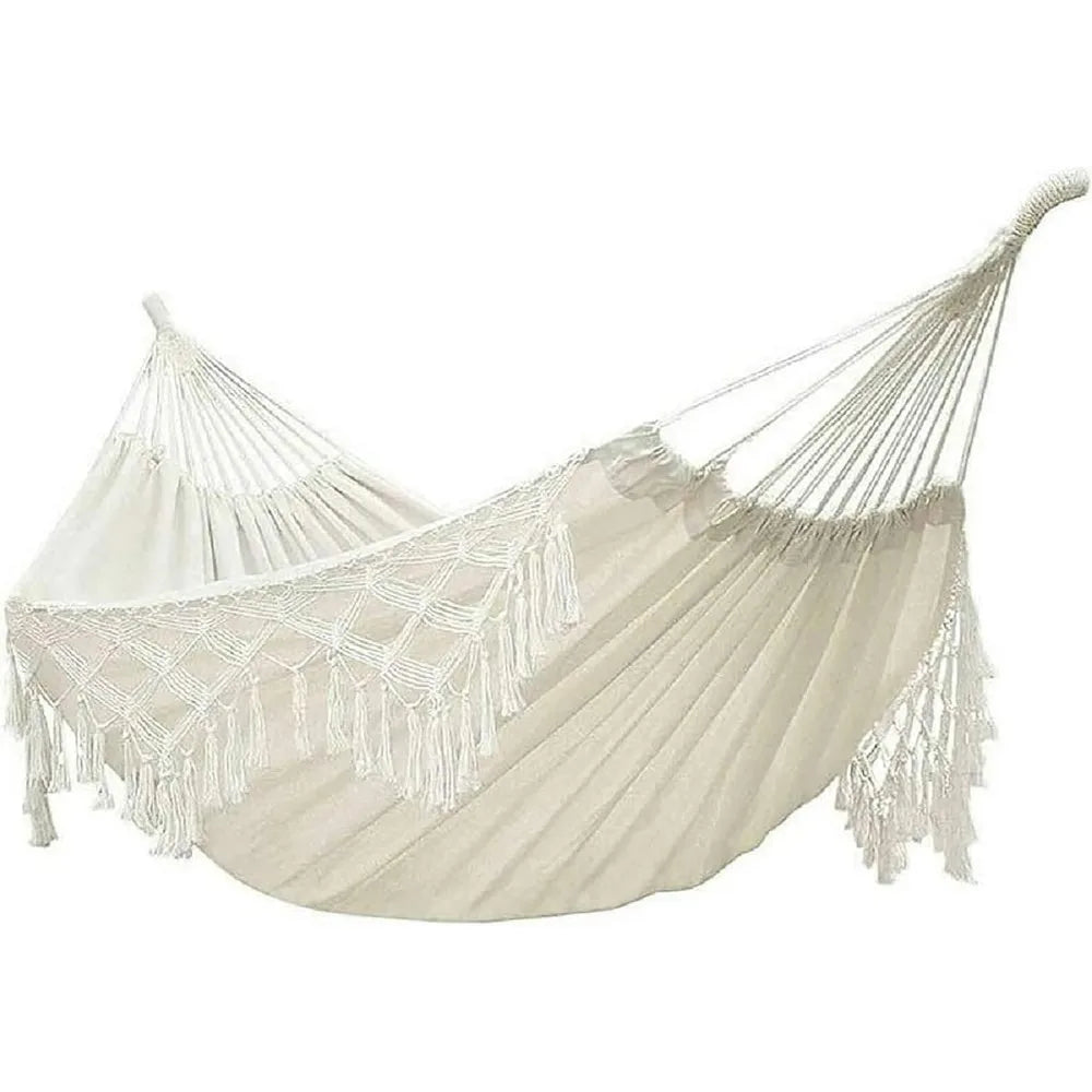 Double Sized Boho Macrame Cream Hammock