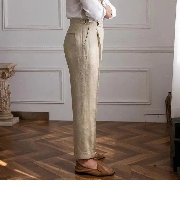 100% Linen Italian Naples Pants Men