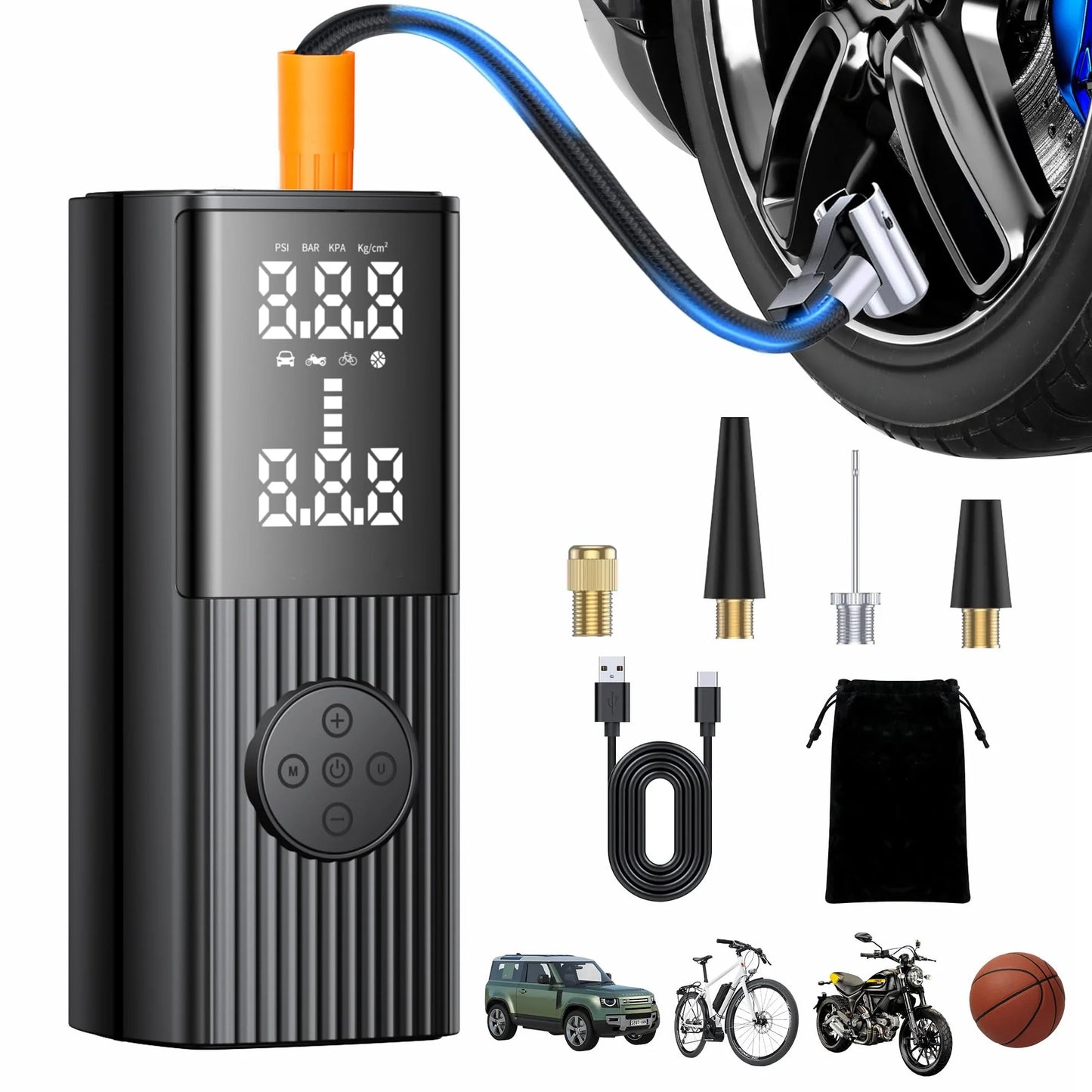 Portable Air Compressor - 20000 mAh Rechargeable Air Pump -