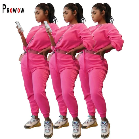 Women's Tracksuits Casual Cropr Female Workout Sweat Suits